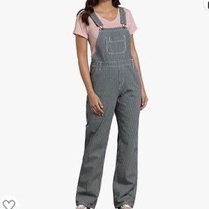 Dickies navy striped carpenter denim overalls